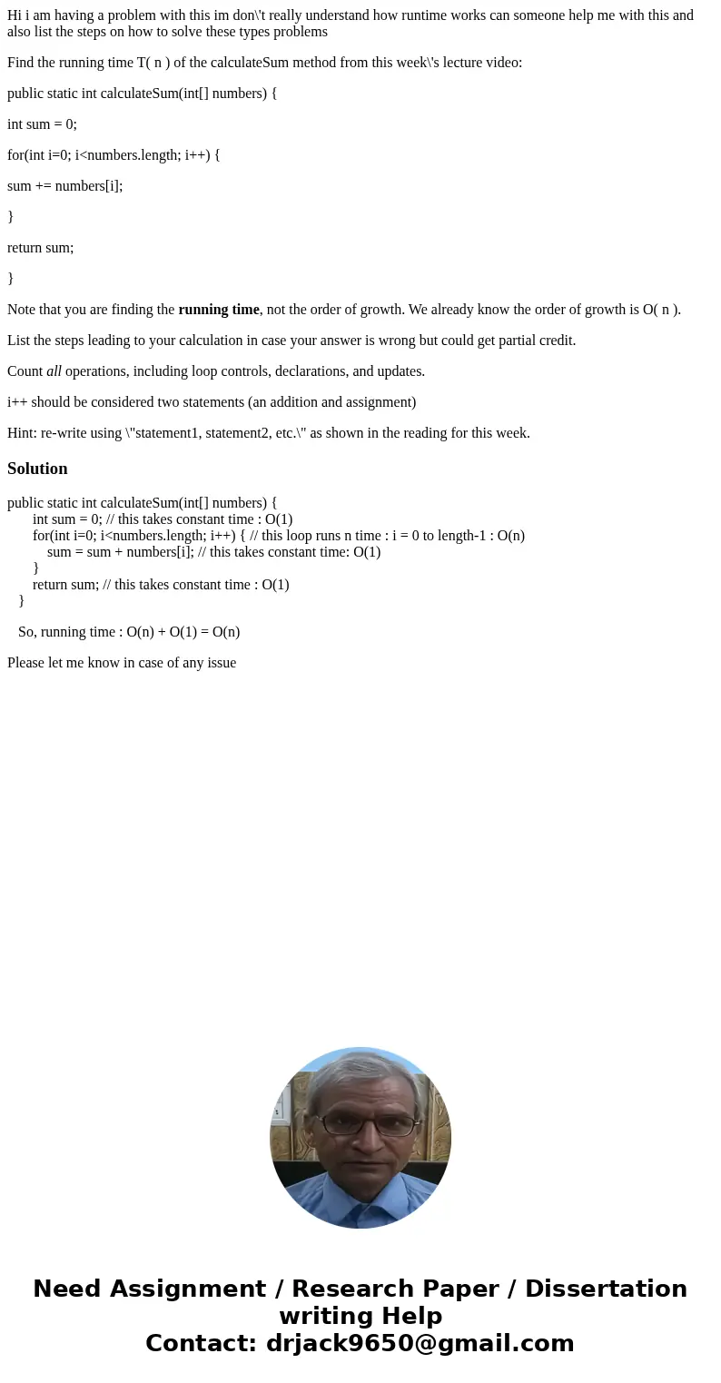 Hi i am having a problem with this im don\'t really understand how runtime works can someone help me with this and also list the steps on how to solve these typ