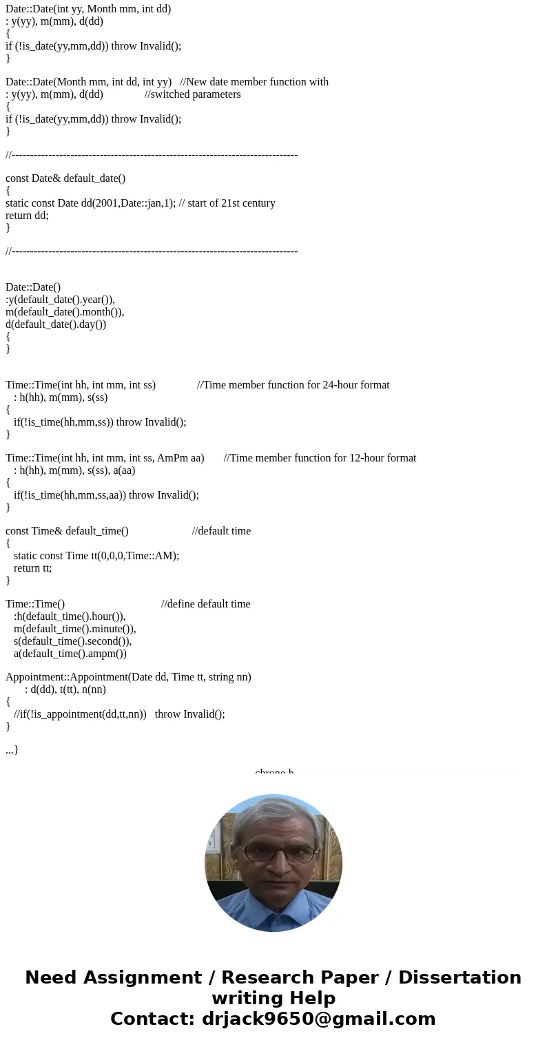 How do i fix this line: Appointment a1(dd, tt, nn); of code in main below so i don\'t receive this error: /tmp/ccCH7Ffz.o: In function `main\': hw5-pr2.cpp:(.te How do i fix this line: Appointment a1(dd, tt, nn); of code in main below so i don\'t receive this error: /tmp/ccCH7Ffz.o: In function `main\': hw5-pr2.cpp:(.te