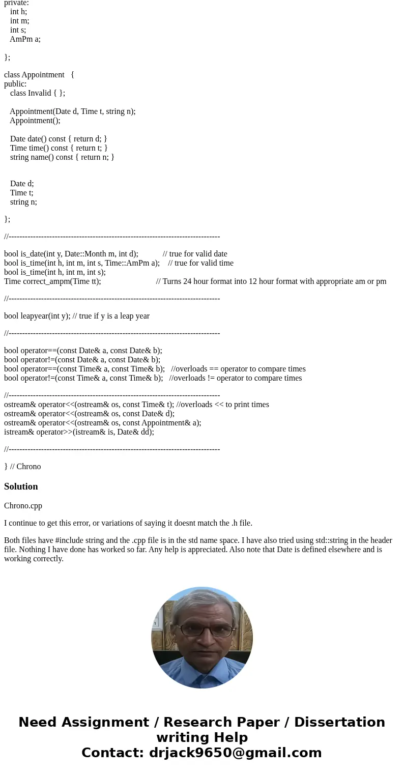 How do i fix this line: Appointment a1(dd, tt, nn); of code in main below so i don\'t receive this error: /tmp/ccCH7Ffz.o: In function `main\': hw5-pr2.cpp:(.te How do i fix this line: Appointment a1(dd, tt, nn); of code in main below so i don\'t receive this error: /tmp/ccCH7Ffz.o: In function `main\': hw5-pr2.cpp:(.te