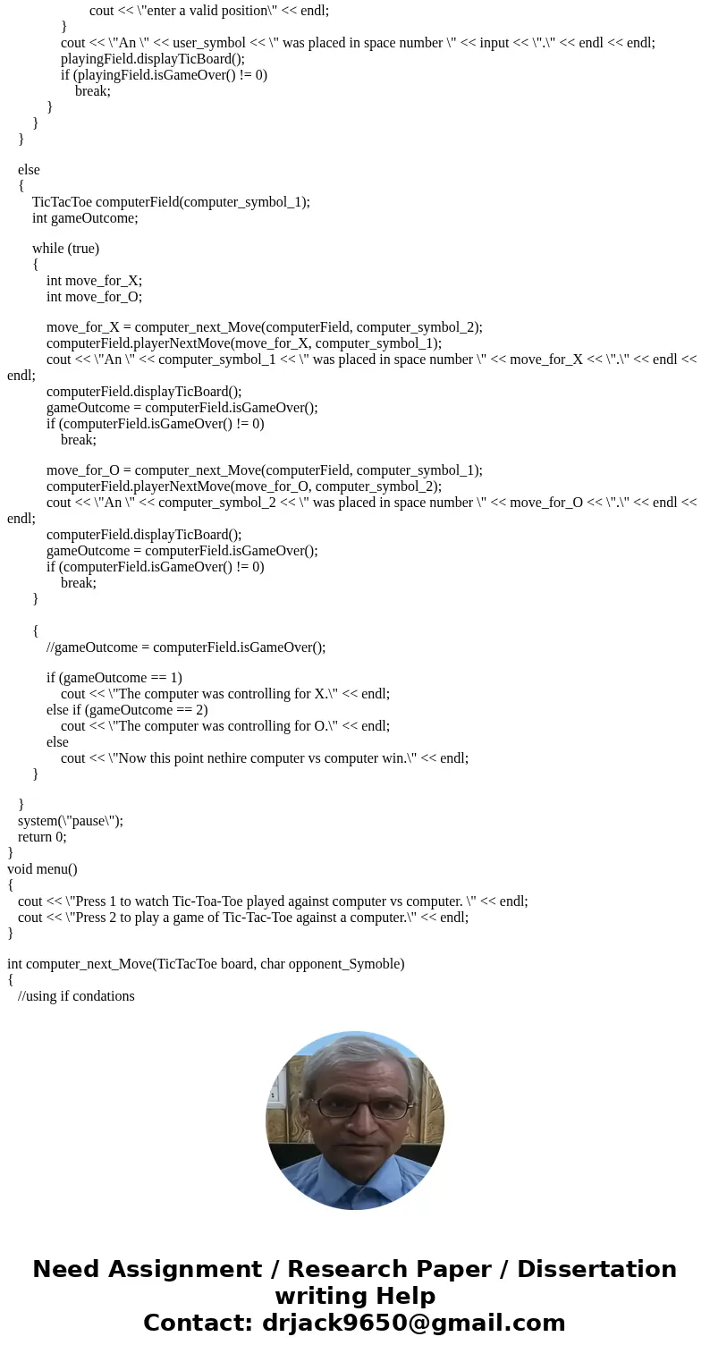 I am writing a c++ progam and make a game, that allow will alow user to player against computer and watch computer vs computer. When, it comes to 0 my code brea I am writing a c++ progam and make a game, that allow will alow user to player against computer and watch computer vs computer. When, it comes to 0 my code brea