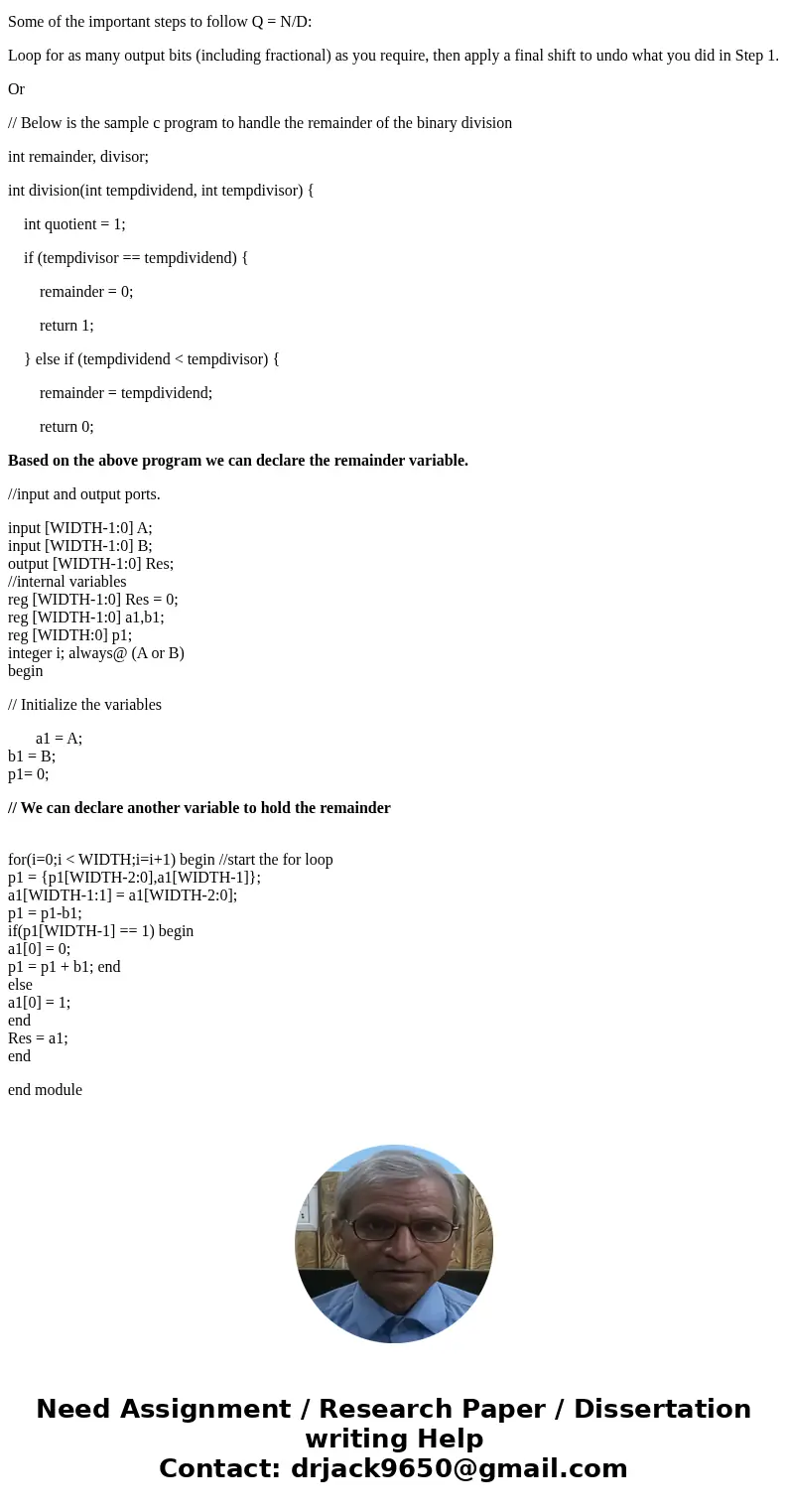 i try a code for a 8-bit binary division it work good but the problem there is a reminder so how to get rid of the reminder to make it exact division? module di i try a code for a 8-bit binary division it work good but the problem there is a reminder so how to get rid of the reminder to make it exact division? module di