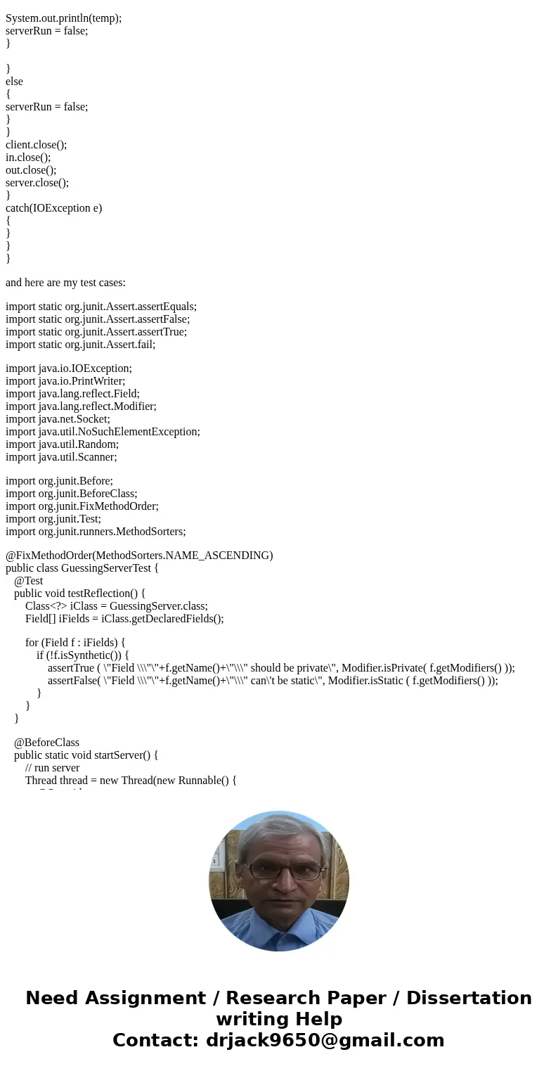 I\'m working on a program that plays a guessing game with a server and a client class. When I run my tests individually they all pass but when run sequentially  I\'m working on a program that plays a guessing game with a server and a client class. When I run my tests individually they all pass but when run sequentially