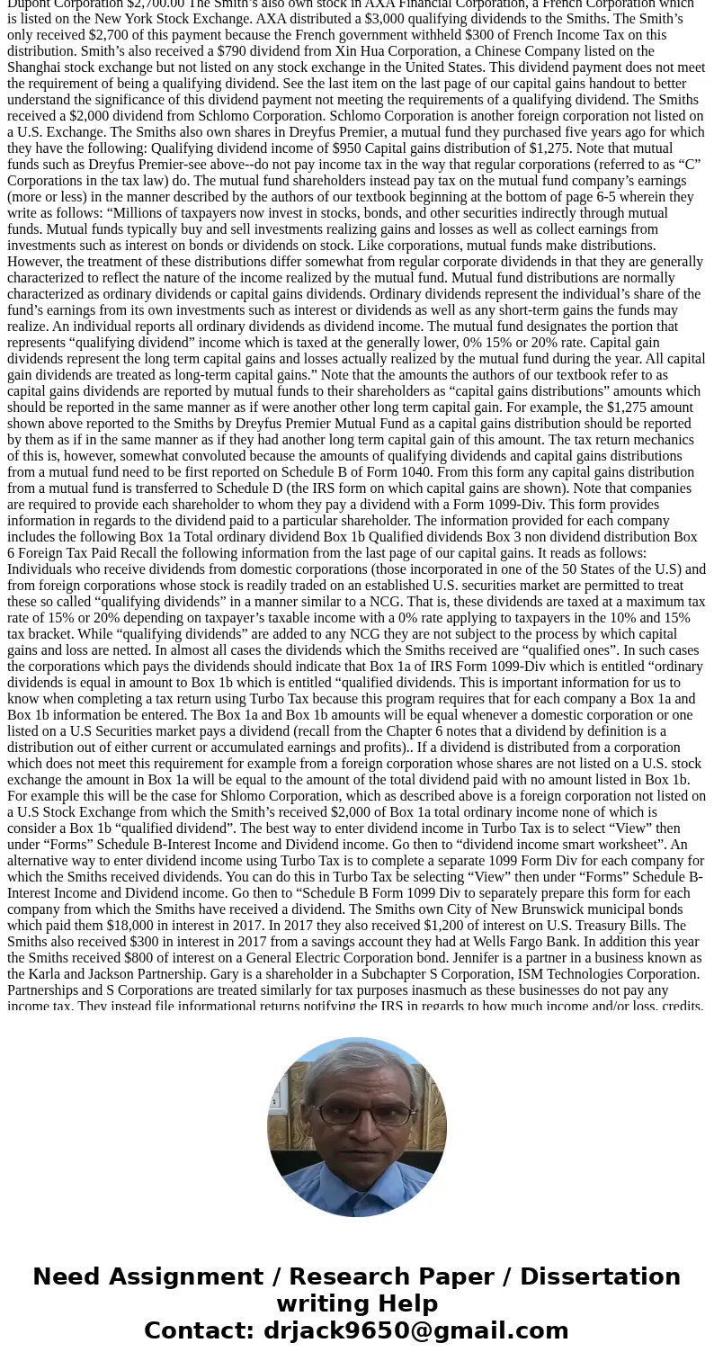In this project we are asked to complete a 2017 joint tax return for Gary and Jennifer Smith whose information is provided below. Most people today use tax retu In this project we are asked to complete a 2017 joint tax return for Gary and Jennifer Smith whose information is provided below. Most people today use tax retu
