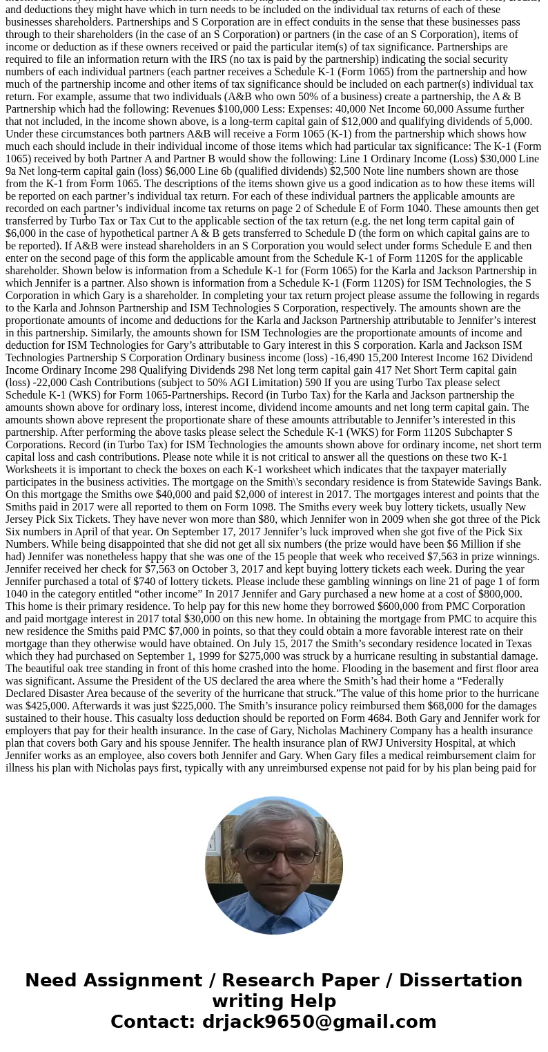 In this project we are asked to complete a 2017 joint tax return for Gary and Jennifer Smith whose information is provided below. Most people today use tax retu In this project we are asked to complete a 2017 joint tax return for Gary and Jennifer Smith whose information is provided below. Most people today use tax retu