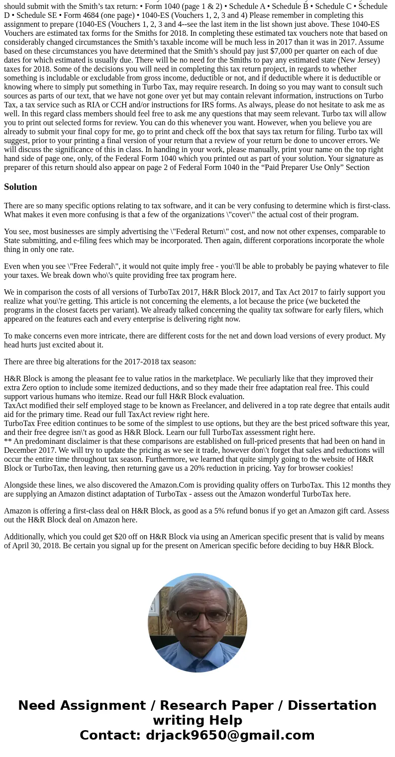 In this project we are asked to complete a 2017 joint tax return for Gary and Jennifer Smith whose information is provided below. Most people today use tax retu In this project we are asked to complete a 2017 joint tax return for Gary and Jennifer Smith whose information is provided below. Most people today use tax retu