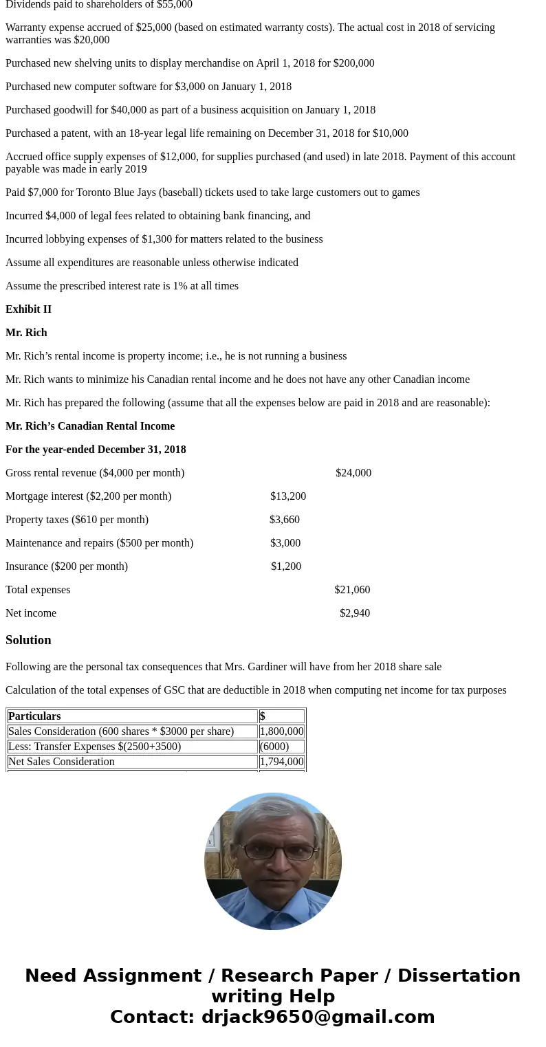 It is now late May 2018 and you, CPA, have just finished meeting with your partner, Ms. Wong. Ms. Wong wants your help with some clients of hers. One client, Ga It is now late May 2018 and you, CPA, have just finished meeting with your partner, Ms. Wong. Ms. Wong wants your help with some clients of hers. One client, Ga