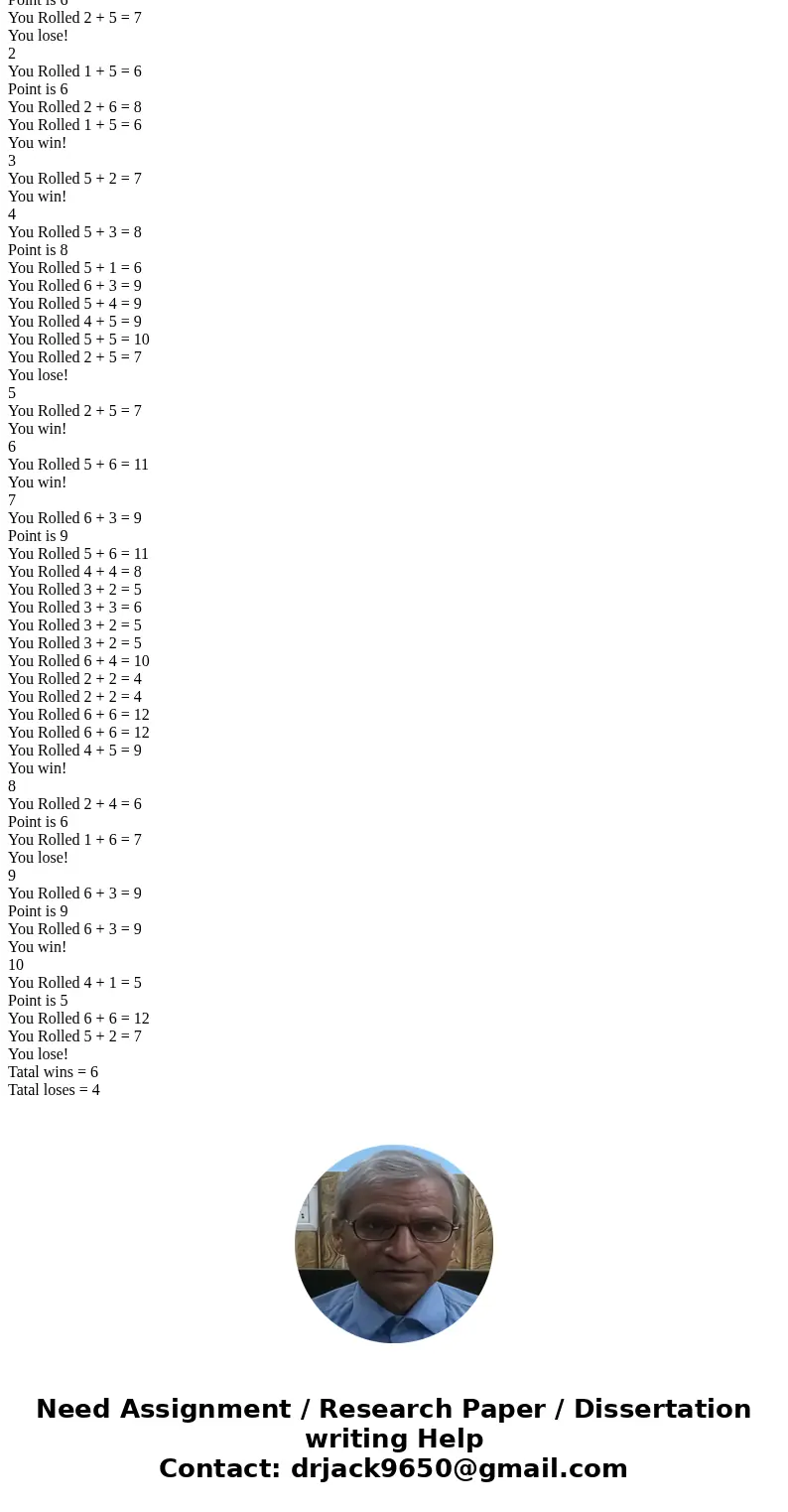 JAVA: MUST BE DONE IN JAVA Assignment: Write algorithms and programs to play “non-betting” Craps. Craps is a game played with a pair of dice. In the game, the s JAVA: MUST BE DONE IN JAVA Assignment: Write algorithms and programs to play “non-betting” Craps. Craps is a game played with a pair of dice. In the game, the s