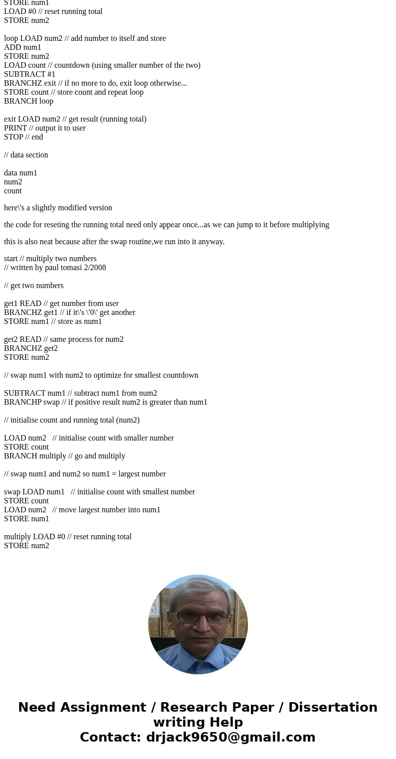 LMC assembly language help Two integer numbers are entered by the user through keyboard. The two numbers are multiplied. The multiplication result is printed on LMC assembly language help Two integer numbers are entered by the user through keyboard. The two numbers are multiplied. The multiplication result is printed on