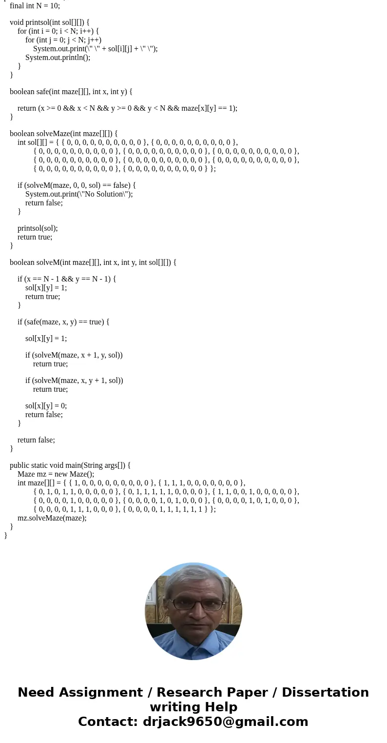 Model a maze in either Java or C++. Requirements: Maze must be a grid of at least 10 x 10 squares. From each square, an agent (to come later) may or may not be 