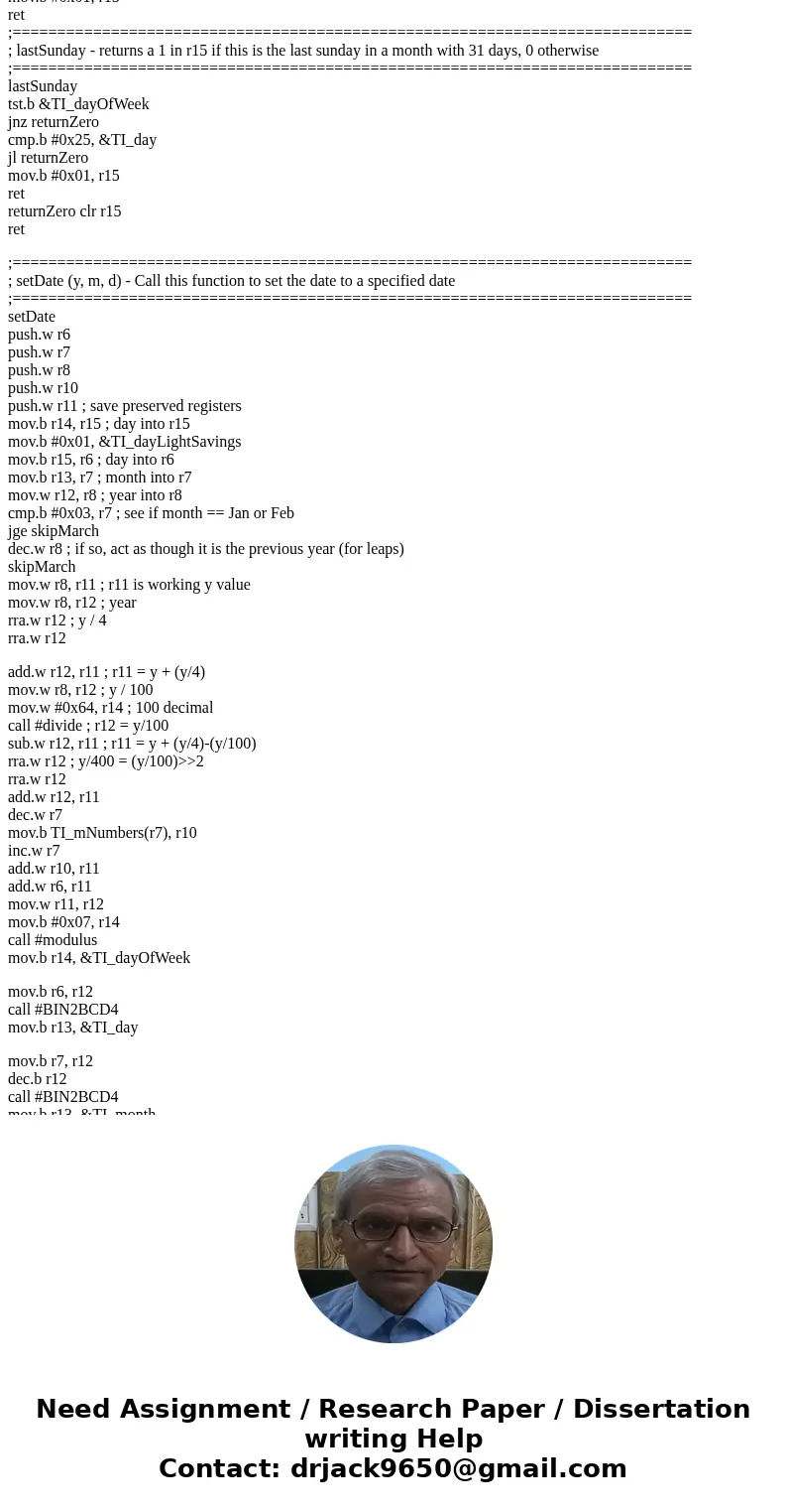 MSP430 Programming, Assembly Language Help creating a daytime clock? 1. Increment Sec by 1 (range 0 to 59) 2. Increment Min by 1 every 60 seconds (0 - 59) 3. In MSP430 Programming, Assembly Language Help creating a daytime clock? 1. Increment Sec by 1 (range 0 to 59) 2. Increment Min by 1 every 60 seconds (0 - 59) 3. In