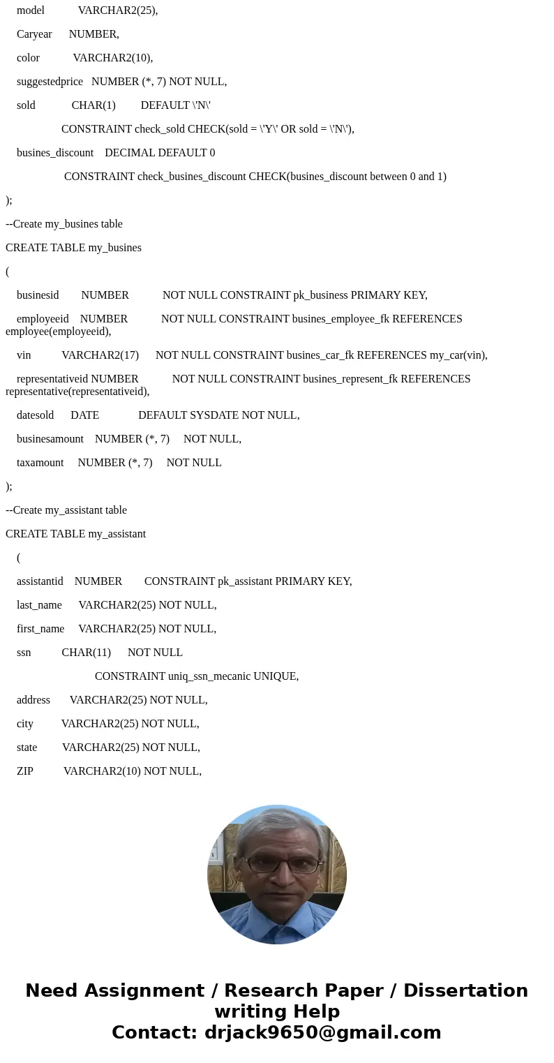 Please I need this to be done in oracle sql. I only need the commands. you can test it in any other database CREATE TABLE employee ( employeeid NUMBER NOT NULL  Please I need this to be done in oracle sql. I only need the commands. you can test it in any other database CREATE TABLE employee ( employeeid NUMBER NOT NULL