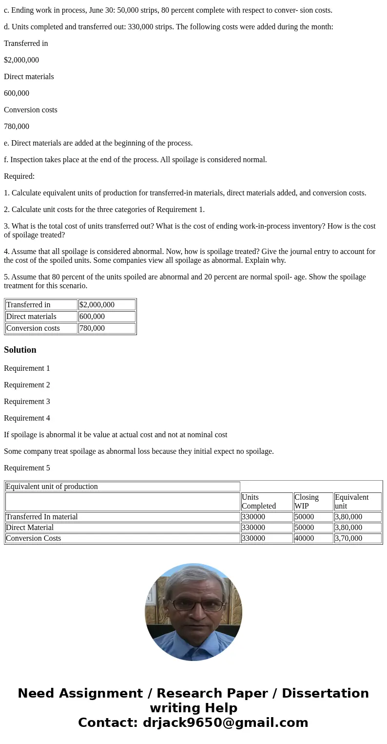 Problem 6.42 Appendix: Normal and Abnormal Spoilage Larkin Company produces leather strips for western belts using three processes: cutting, design and coloring