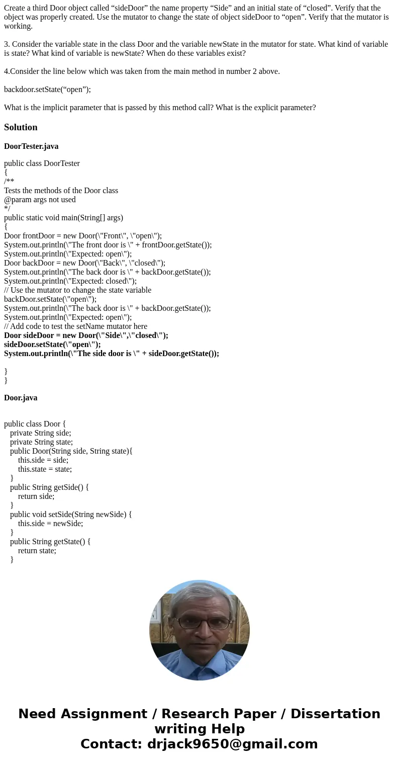 public class Dog 1.Many instance variales in a class will have corresponding mutator that allow you to change the value of the variable. Here is a mutator meth  public class Dog 1.Many instance variales in a class will have corresponding mutator that allow you to change the value of the variable. Here is a mutator meth