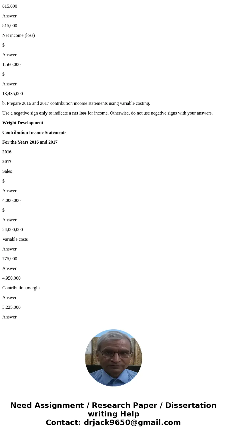 QUESTION 5Partially correctPoints out of 20.00 Flag question Question text Absorption and Variable Costing Comparisons: Sales Exceed Production Wright Developme