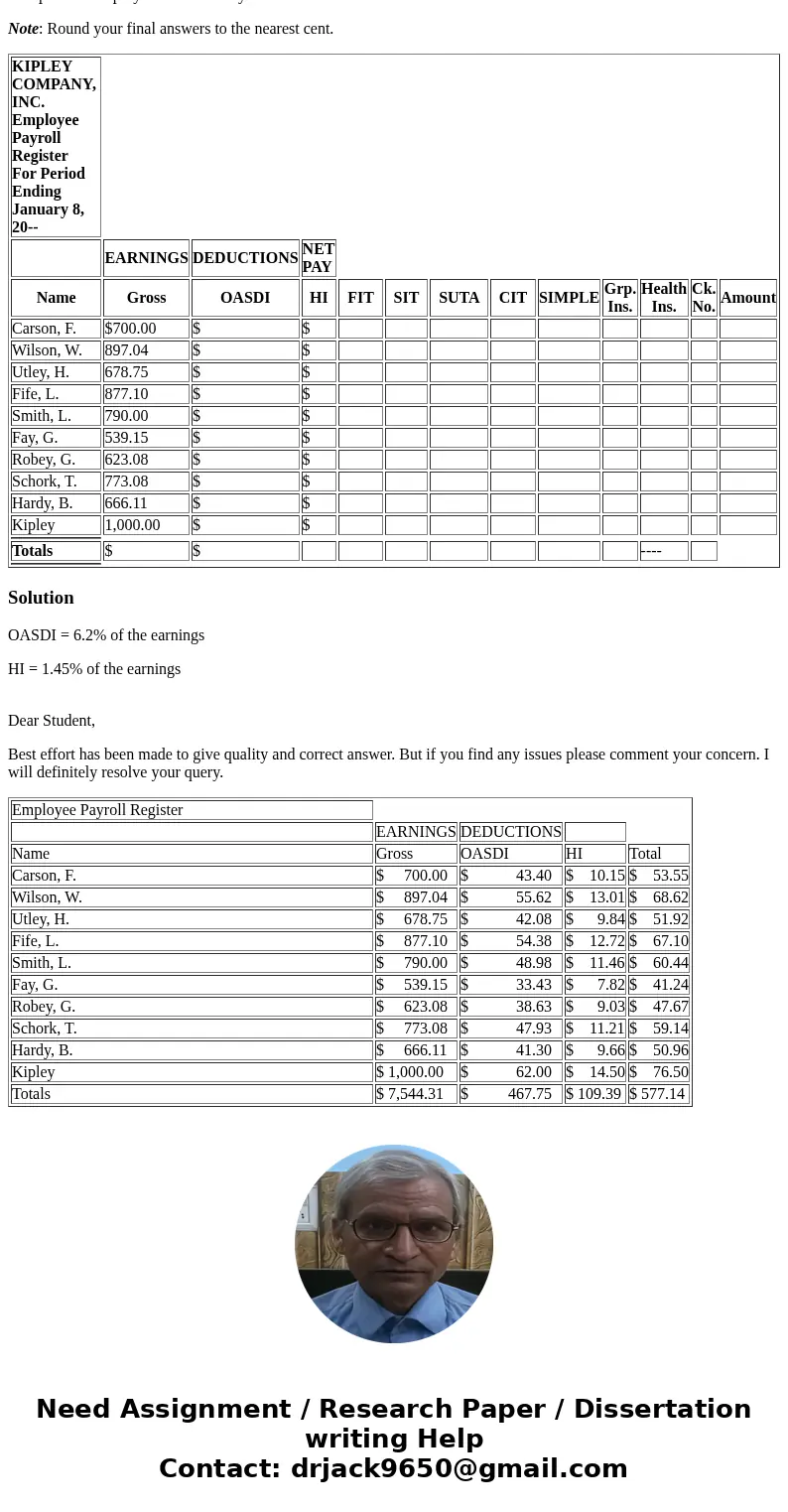 Requirements: Compute the OASDI for each employee. Compute the HI for each employee. On the Employer Register, compute the employer FICA liability. Payroll Regi