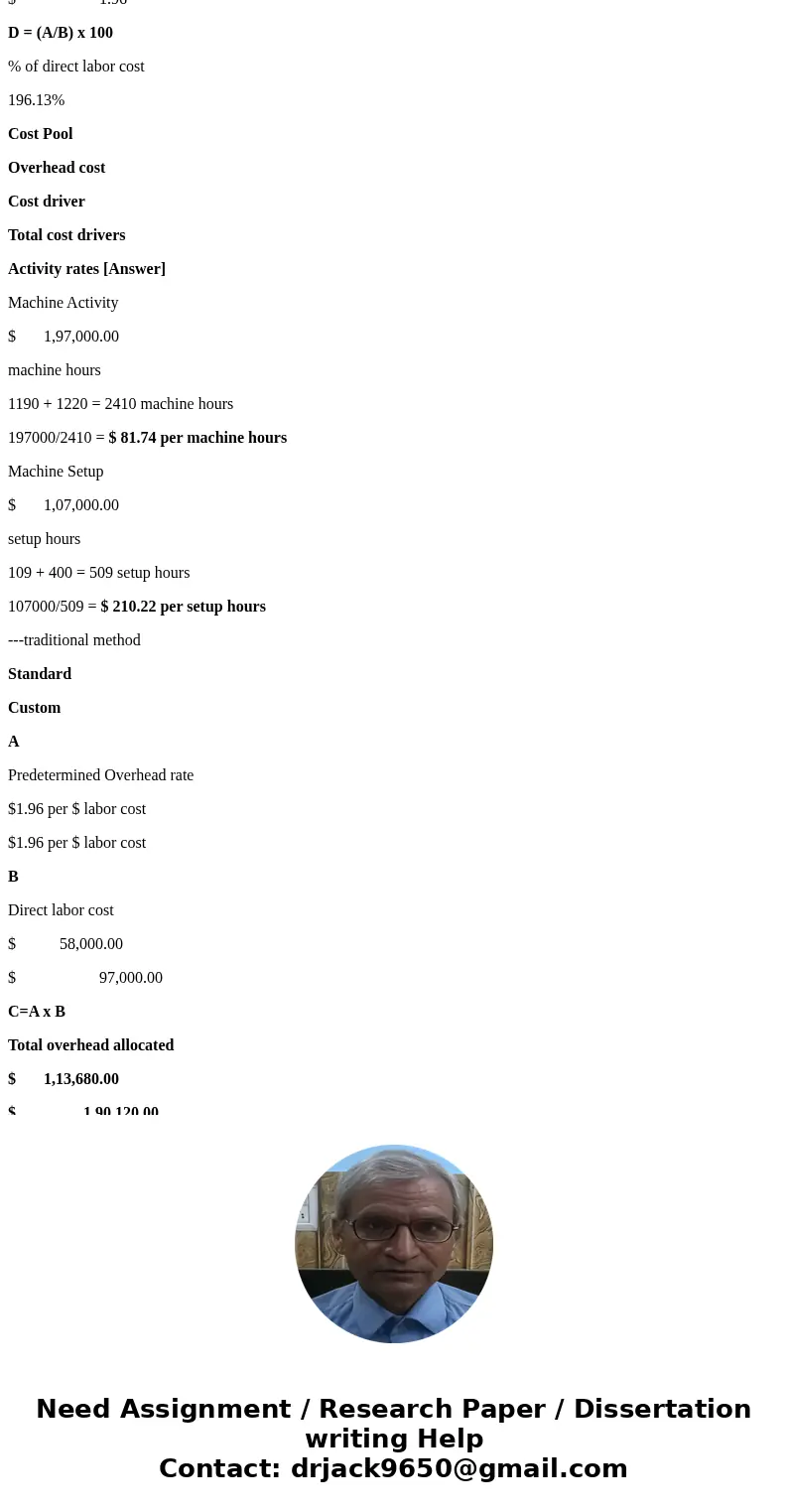 Saddle Inc. has two types of handbags: standard and custom. The controller has decided to use a plantwide overhead rate based on direct labor costs. The preside Saddle Inc. has two types of handbags: standard and custom. The controller has decided to use a plantwide overhead rate based on direct labor costs. The preside