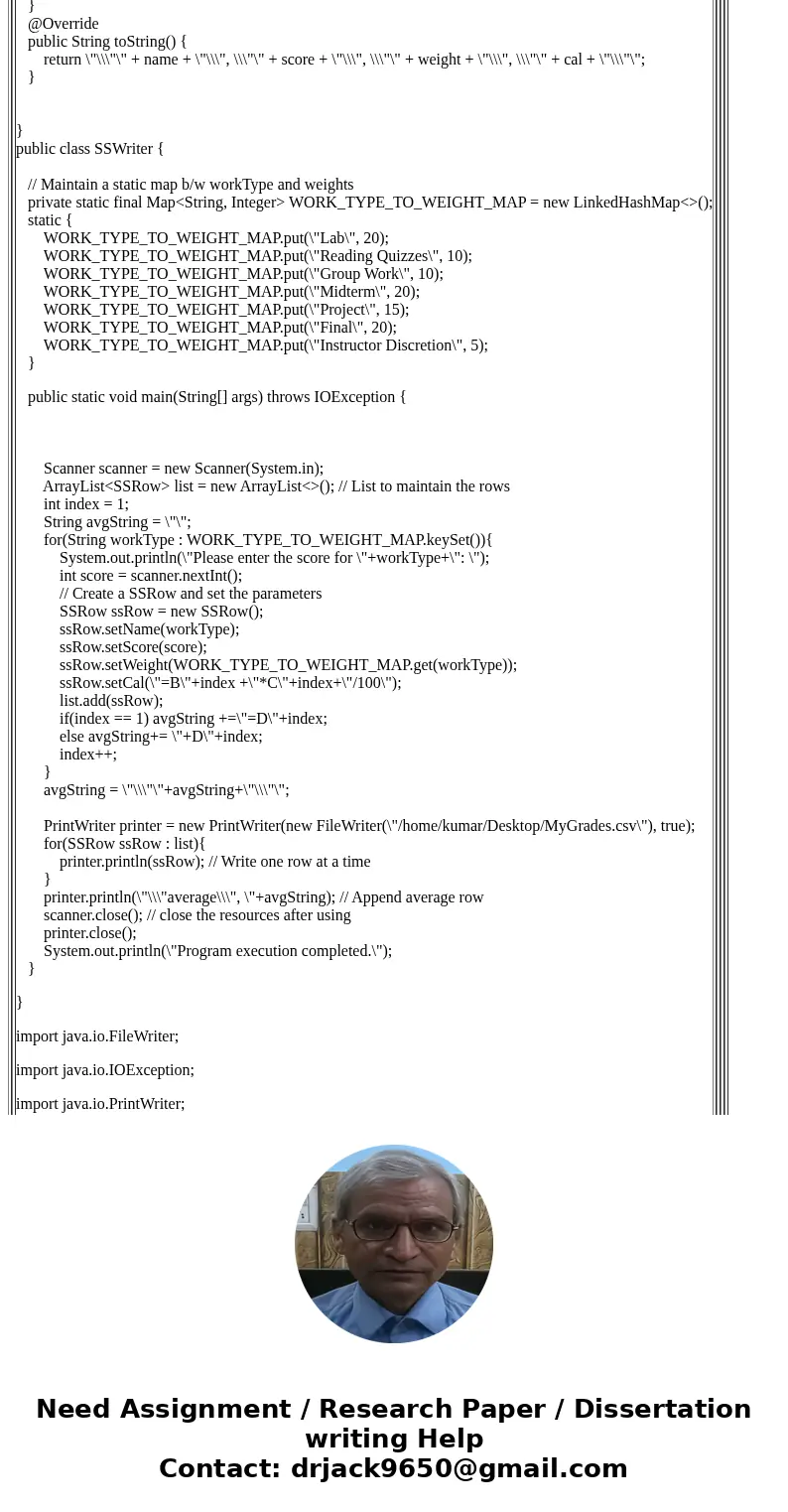 SpreadsheetWriter.java Can you please help me the JAVA program? Let\'s write a program that will produce a file that can be opened by Excel or LibreOffice Calc. SpreadsheetWriter.java Can you please help me the JAVA program? Let\'s write a program that will produce a file that can be opened by Excel or LibreOffice Calc.