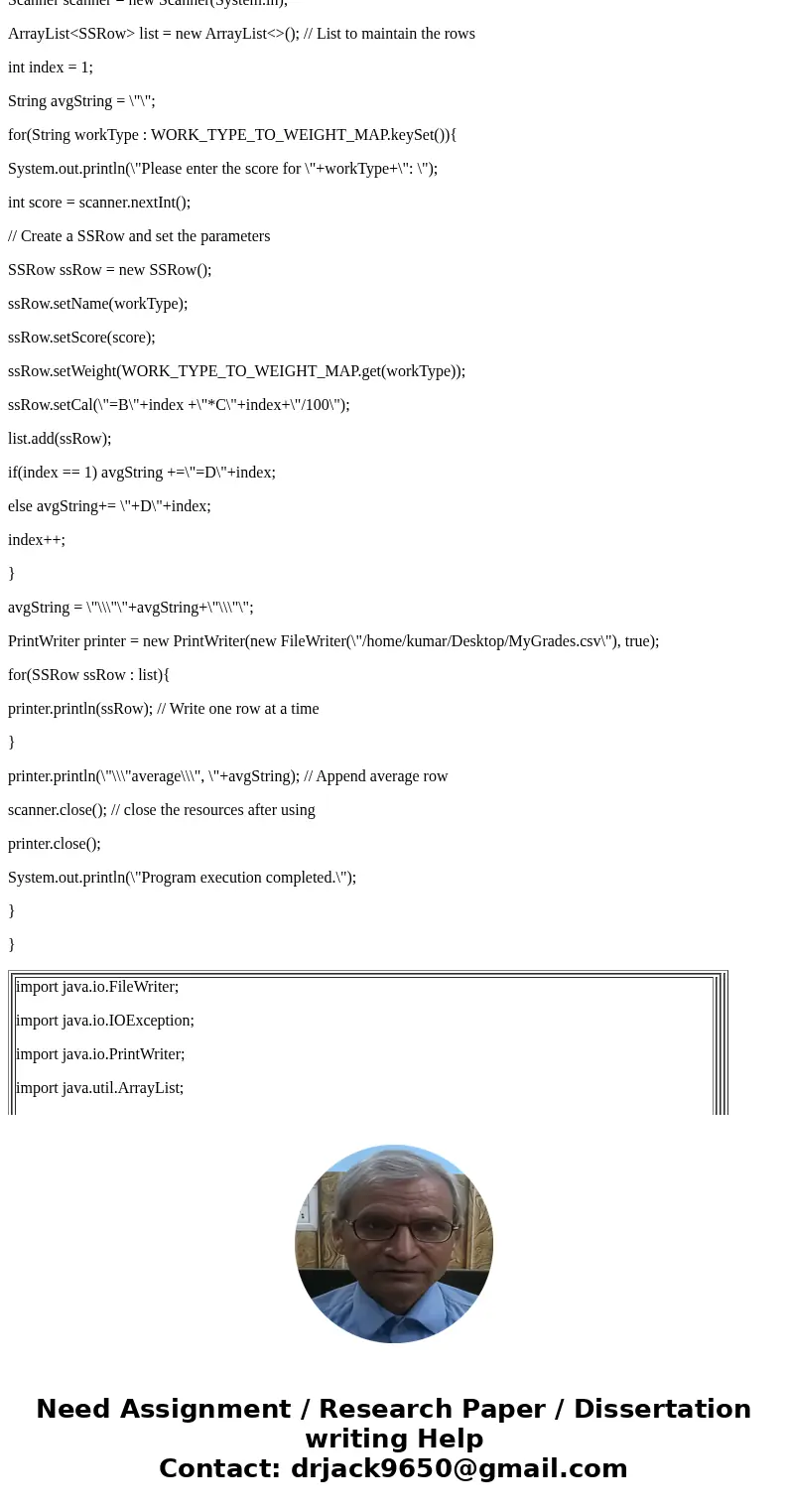 SpreadsheetWriter.java Can you please help me the JAVA program? Let\'s write a program that will produce a file that can be opened by Excel or LibreOffice Calc. SpreadsheetWriter.java Can you please help me the JAVA program? Let\'s write a program that will produce a file that can be opened by Excel or LibreOffice Calc.