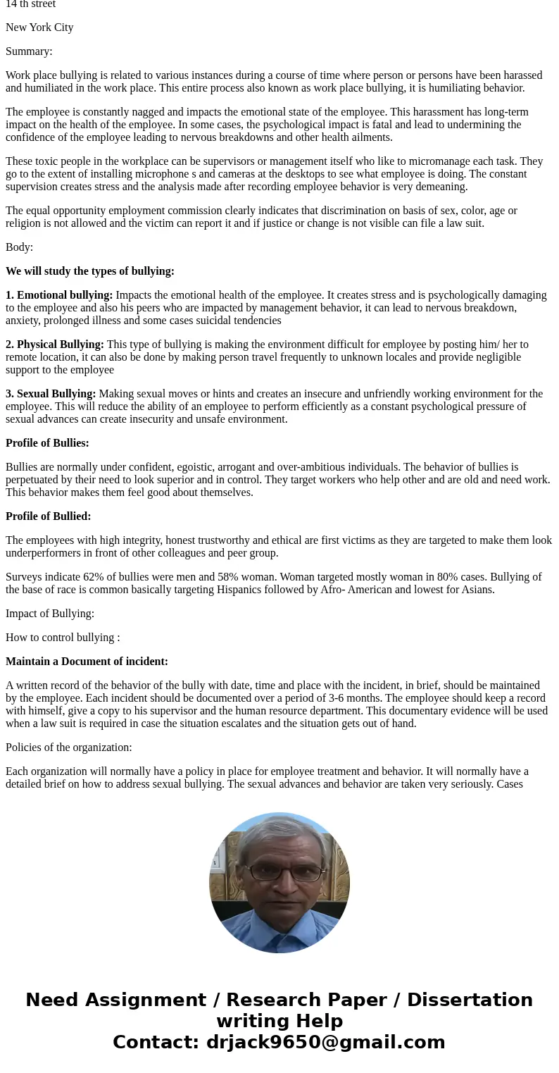 The Final Project for this class is a Formal Report. Your paper will need to identify a problem and three potential solutions. The topic should be appropriately
