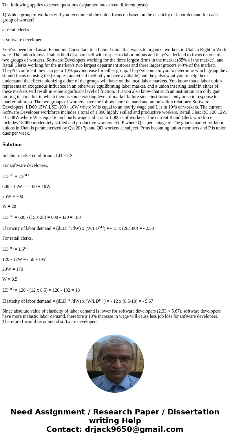 The following applies to seven questions (separated into seven different posts) 1) Which group of workers will you recommend the union focus on based on the ela The following applies to seven questions (separated into seven different posts) 1) Which group of workers will you recommend the union focus on based on the ela