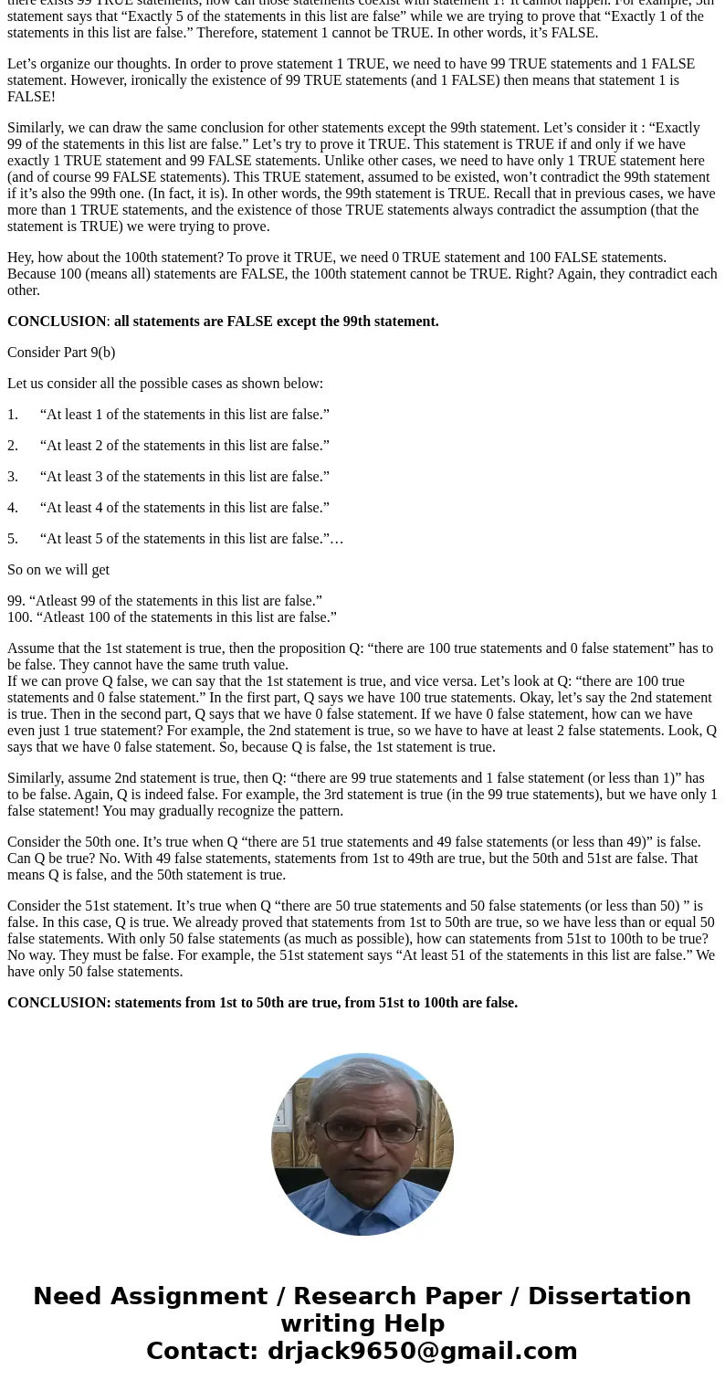 The n^th statement in a list of 100 statements is \  The n^th statement in a list of 100 statements is \