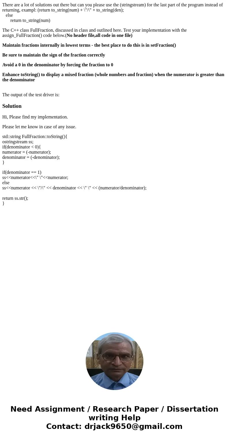 There are a lot of solutions out there but can you please use the (stringstream) for the last part of the program instead of returning, exampl: (return to_strin There are a lot of solutions out there but can you please use the (stringstream) for the last part of the program instead of returning, exampl: (return to_strin