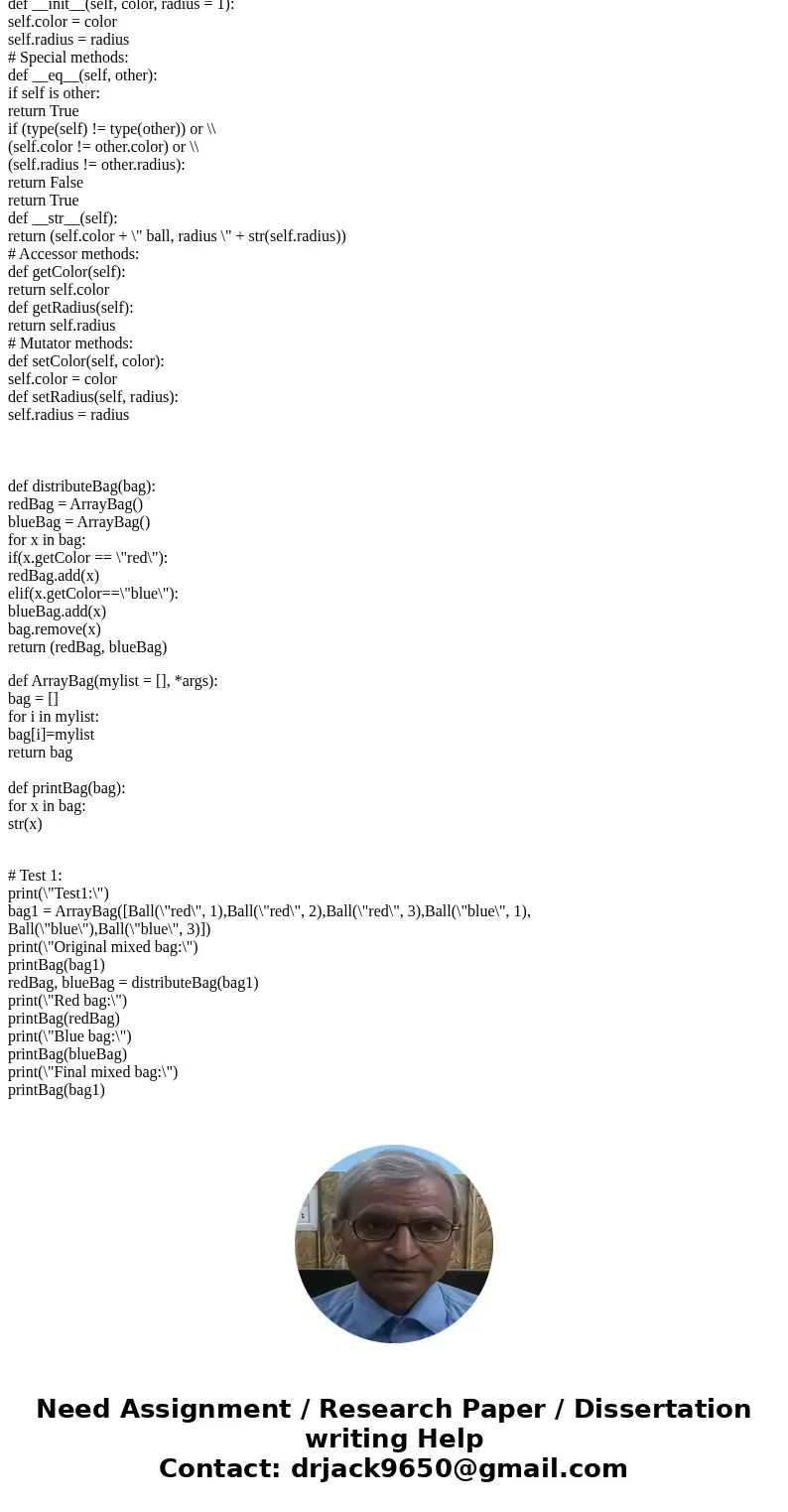 # This program exercises bags: # Replace any \ # This program exercises bags: # Replace any \