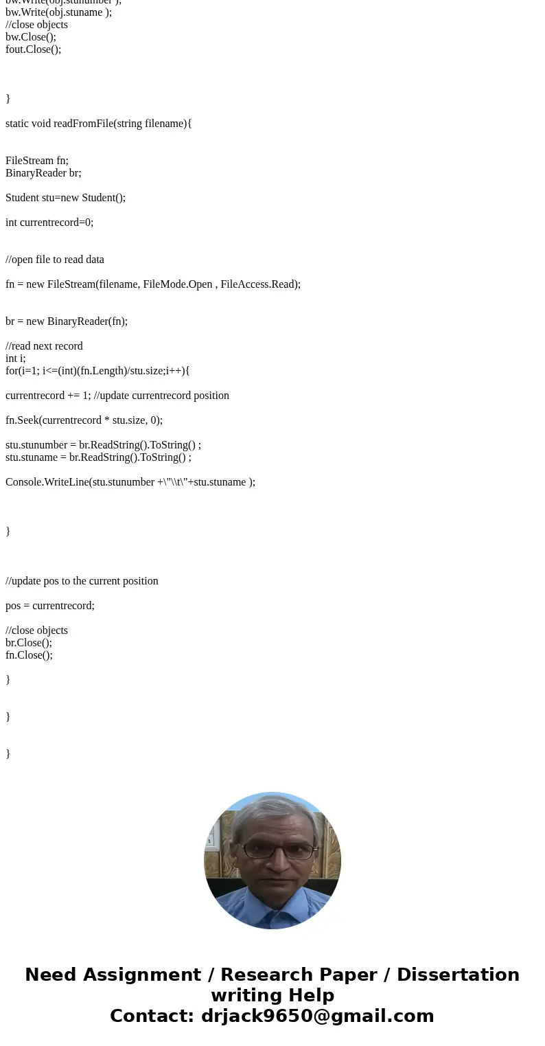 This program needs to be written using C#; please provide all control names used in the application. You are to develop an application that reads student record