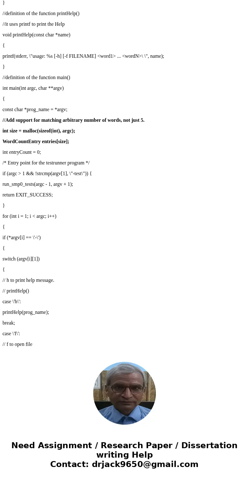 Using C language, add support for matching arbitrary numbers of words, not just 5. (Hint: use malloc, and don\'t worry too much about memory efficiency). #inclu