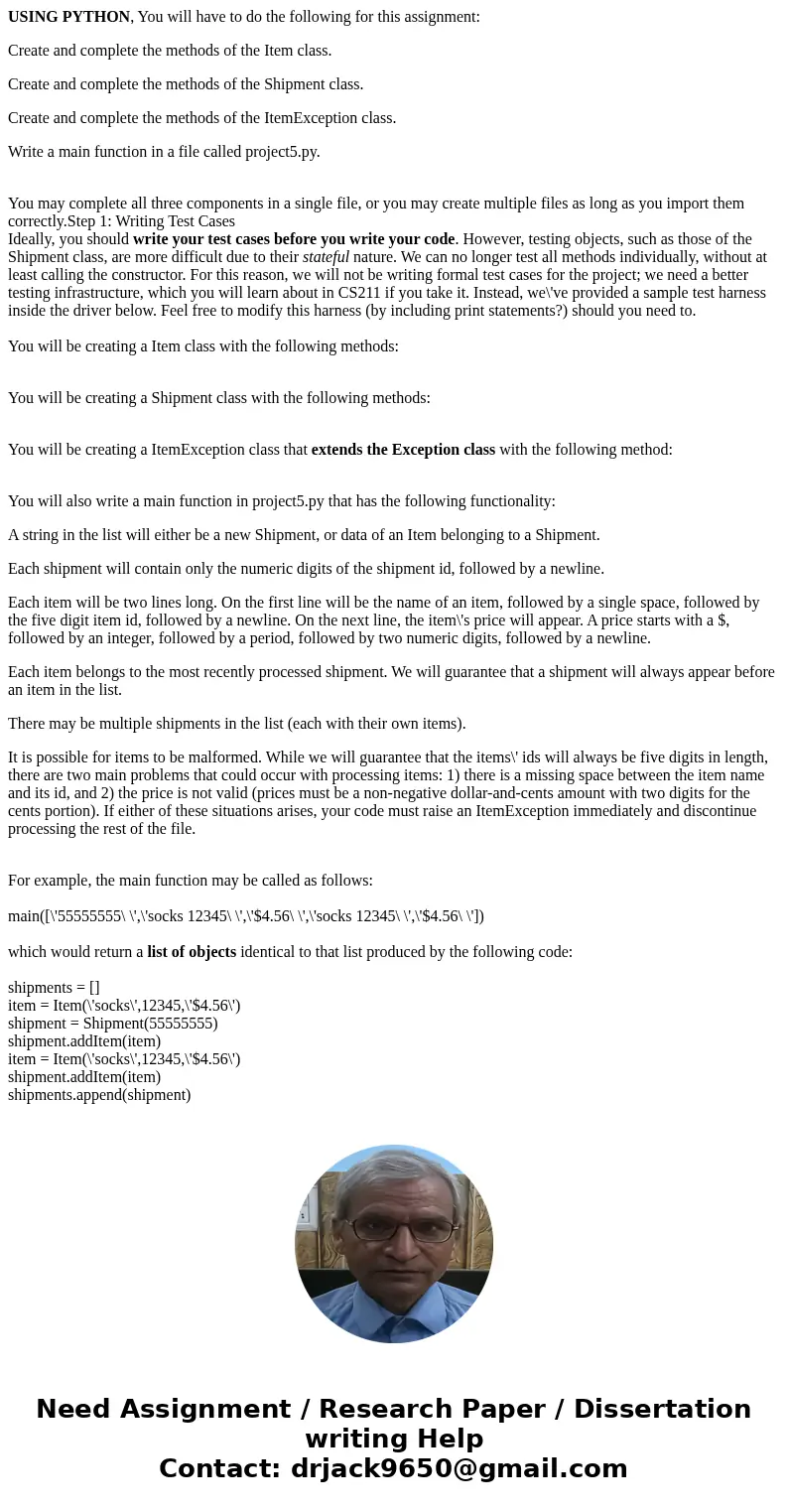 USING PYTHON, You will have to do the following for this assignment: Create and complete the methods of the Item class. Create and complete the methods of the S USING PYTHON, You will have to do the following for this assignment: Create and complete the methods of the Item class. Create and complete the methods of the S