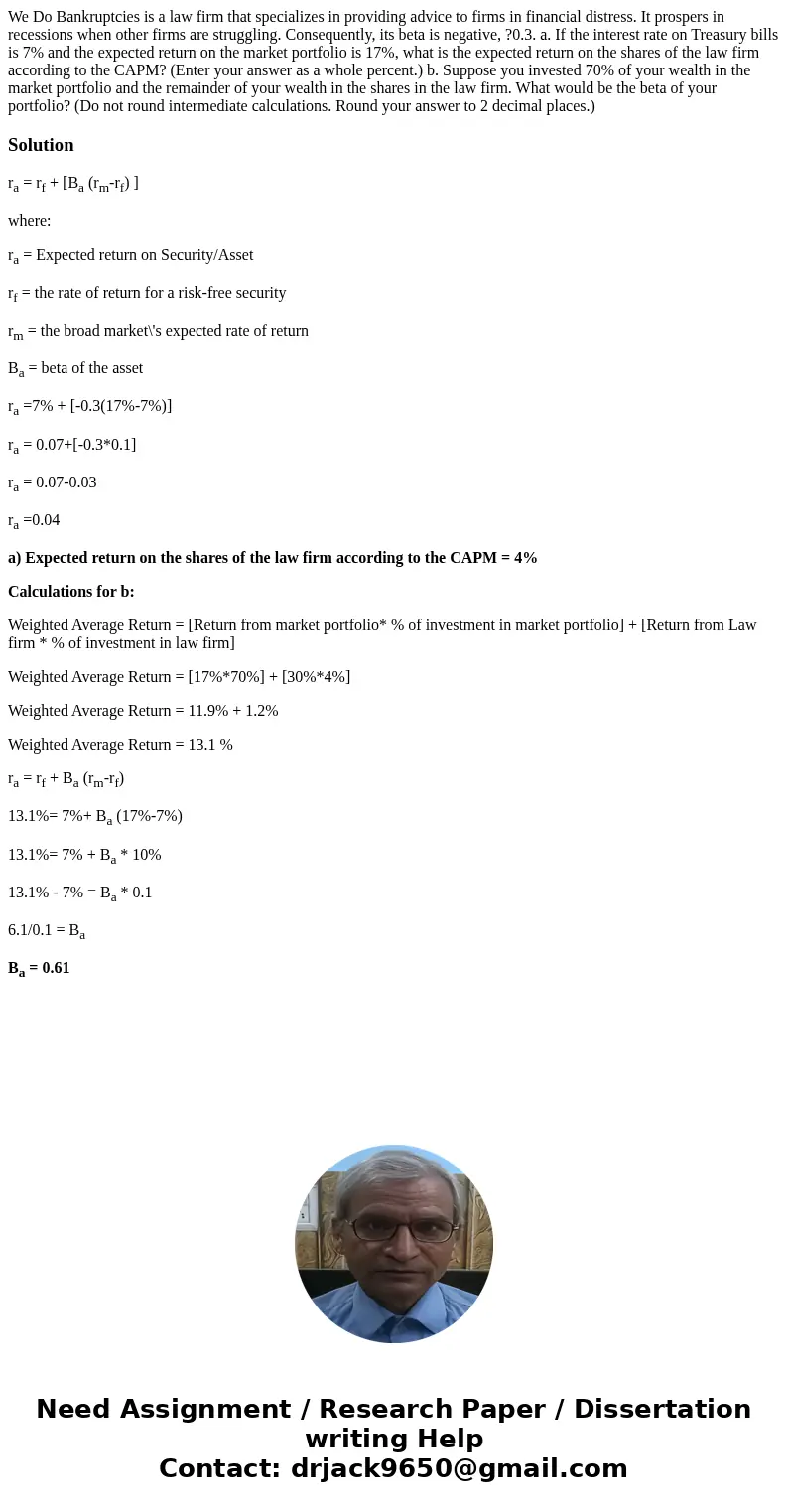 We Do Bankruptcies is a law firm that specializes in providing advice to firms in financial distress. It prospers in recessions when other firms are struggling. We Do Bankruptcies is a law firm that specializes in providing advice to firms in financial distress. It prospers in recessions when other firms are struggling.