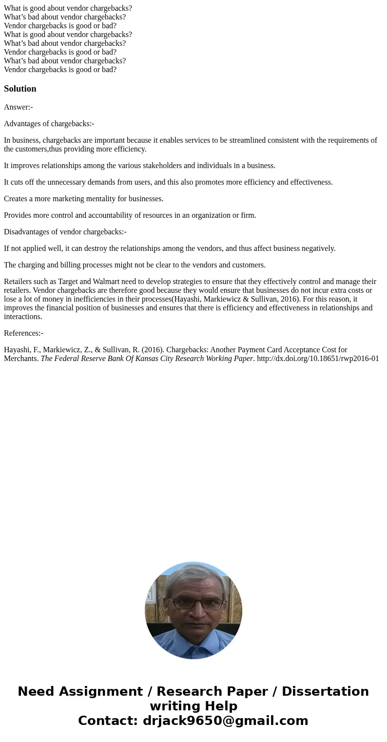 What is good about vendor chargebacks? What’s bad about vendor chargebacks? Vendor chargebacks is good or bad? What is good about vendor chargebacks? What’s ba  What is good about vendor chargebacks? What’s bad about vendor chargebacks? Vendor chargebacks is good or bad? What is good about vendor chargebacks? What’s ba