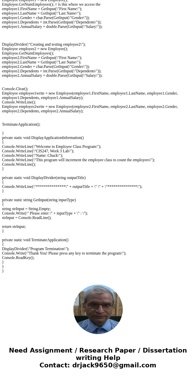 Write a C# program to read the specified Data from a database and display it on the screen and format it to CSV and write it to an output file your firstname_la Write a C# program to read the specified Data from a database and display it on the screen and format it to CSV and write it to an output file your firstname_la