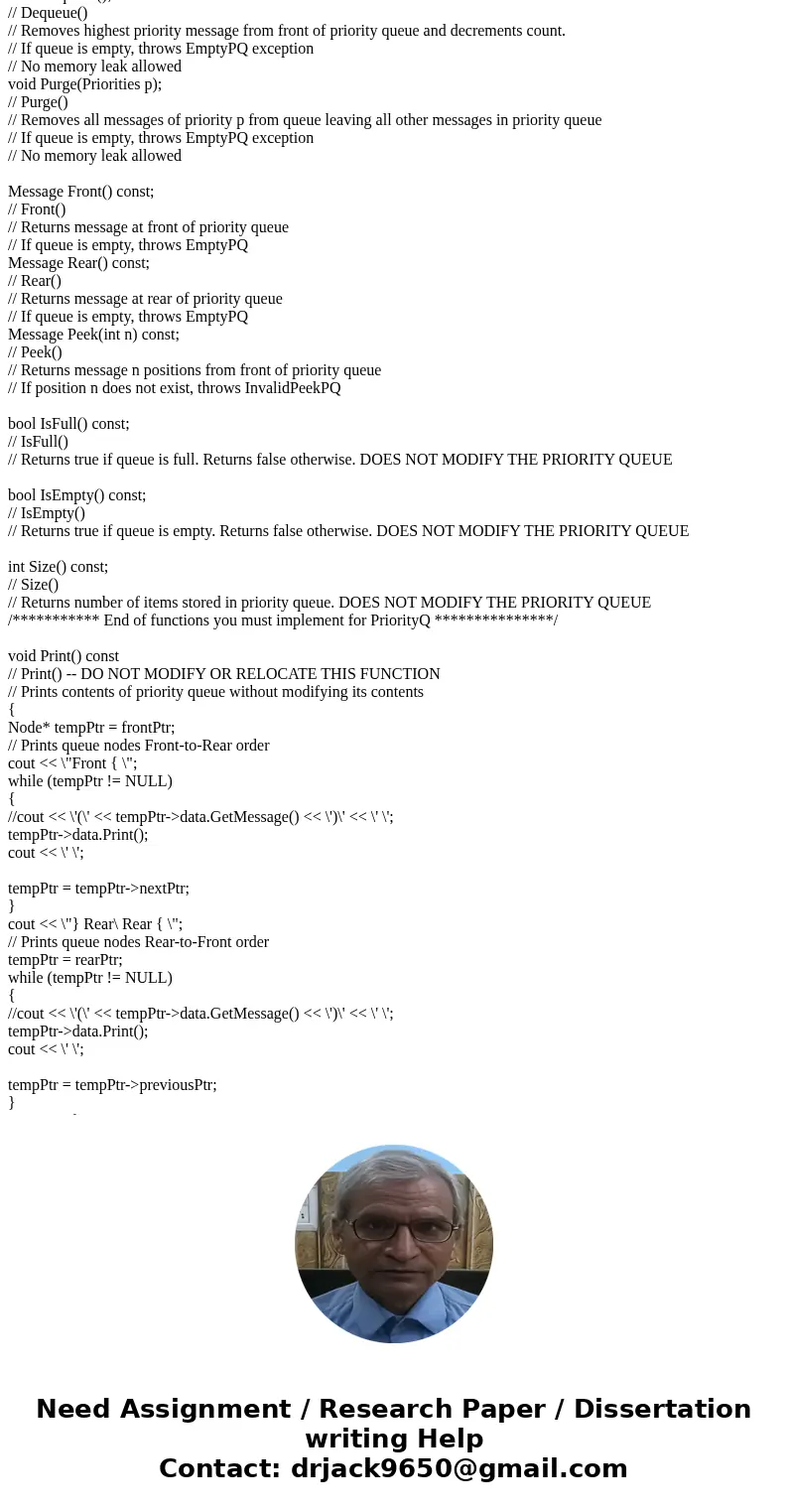 Write message.cpp and priorityq.cpp. The code in message.cpp and priorityq.cpp doesn\'t need any input or output statements. Do not modify priorityq.h, message. Write message.cpp and priorityq.cpp. The code in message.cpp and priorityq.cpp doesn\'t need any input or output statements. Do not modify priorityq.h, message.