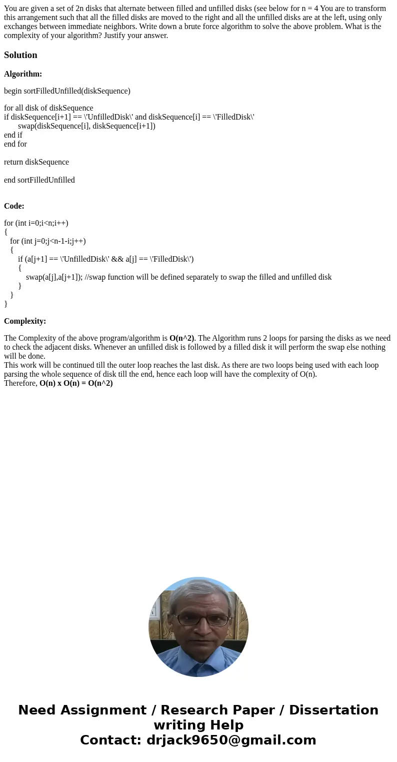 You are given a set of 2n disks that alternate between filled and unfilled disks (see below for n = 4 You are to transform this arrangement such that all the f  You are given a set of 2n disks that alternate between filled and unfilled disks (see below for n = 4 You are to transform this arrangement such that all the f