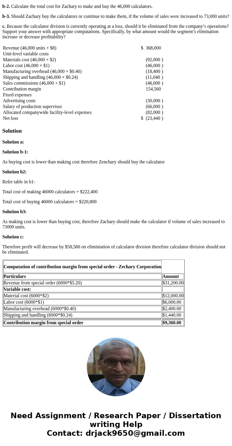 Zachary Corporation makes and sells state-of-the-art electronics products. One of its segments produces The Math Machine, an inexpensive calculator. The company
