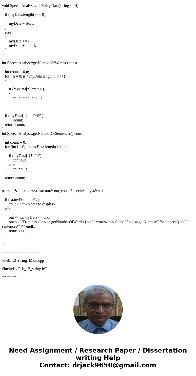 3 SEPARATE FILES HEADER CPP AND DRIVER The purpose of this assignment is to practice using strings and C-strings. Your task is to create a class that counts wor 3 SEPARATE FILES HEADER CPP AND DRIVER The purpose of this assignment is to practice using strings and C-strings. Your task is to create a class that counts wor