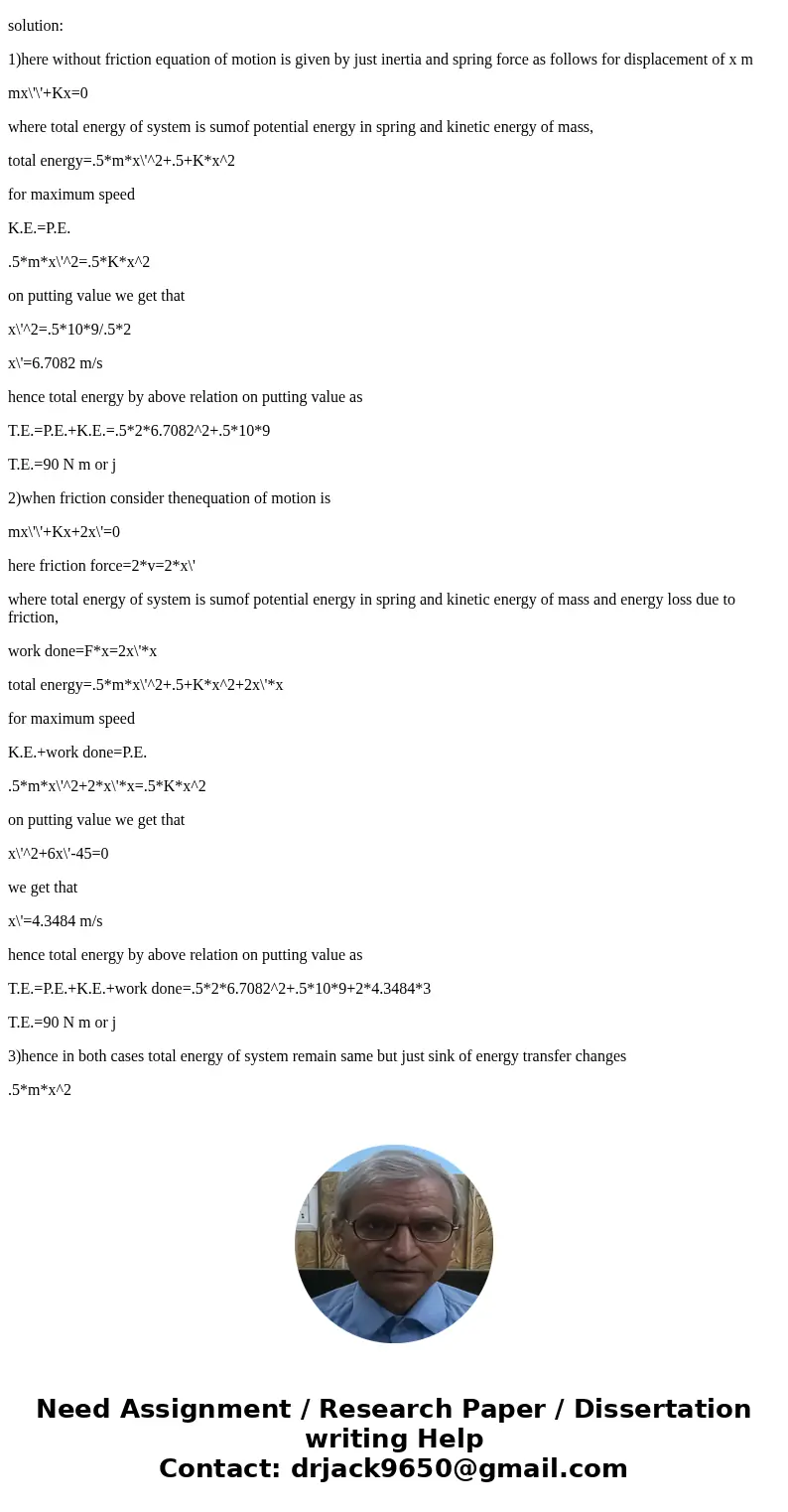 A 2kg mass attached to a spring on a horizontal plane with a spring constant of 10 N/m. if the mass is displaced by 3m from its equilibrium position and left t  A 2kg mass attached to a spring on a horizontal plane with a spring constant of 10 N/m. if the mass is displaced by 3m from its equilibrium position and left t