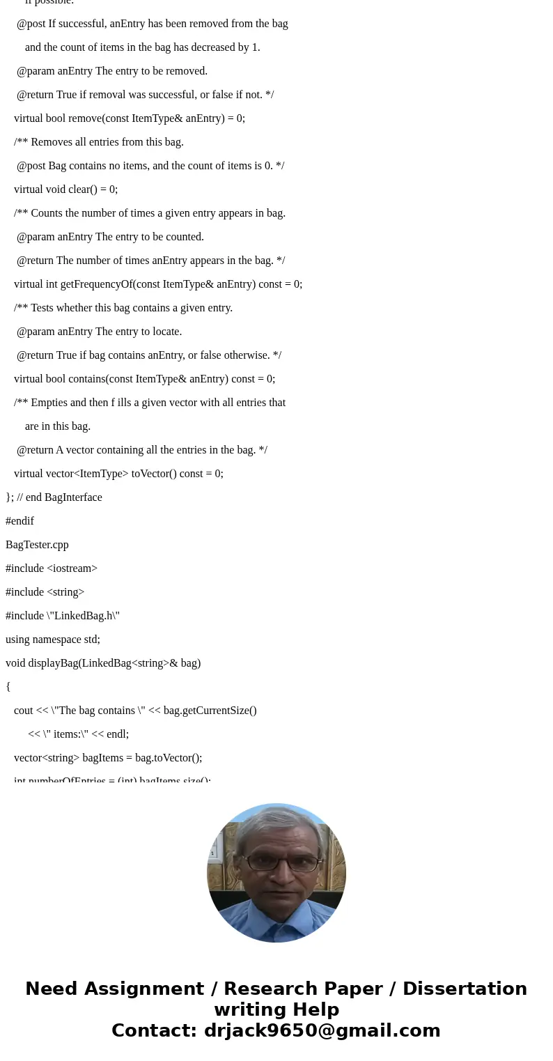 C++ ADT Bag Union Help. I need to write the following program but I\'m having trouble with implementation files methods and calling these methods from main(). T C++ ADT Bag Union Help. I need to write the following program but I\'m having trouble with implementation files methods and calling these methods from main(). T