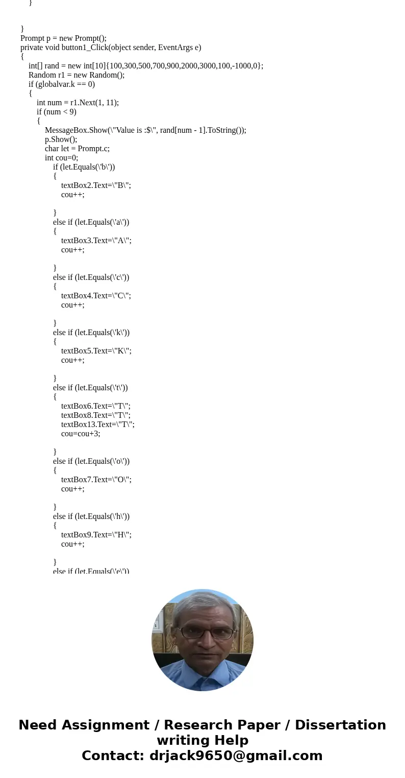 C# using Visual studio - Windows Form. If possible step-by-step instructions as well. You are to create the classic game of Wheel of Fortune. Your application s