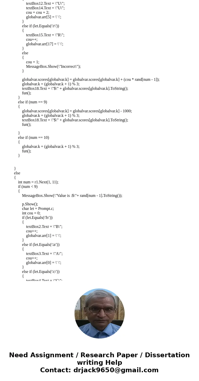 C# using Visual studio - Windows Form. If possible step-by-step instructions as well. You are to create the classic game of Wheel of Fortune. Your application s