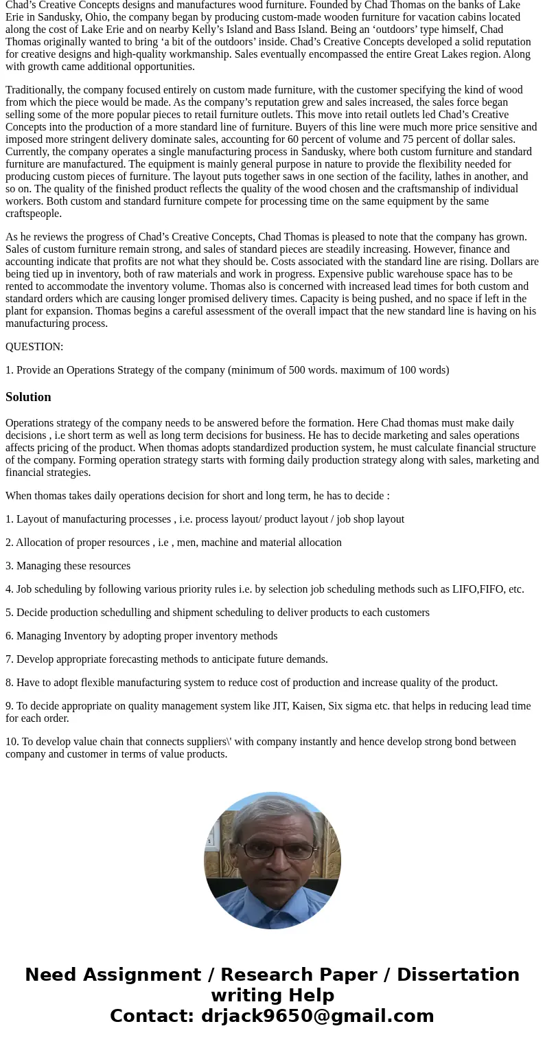 Chad’s Creative Concepts designs and manufactures wood furniture. Founded by Chad Thomas on the banks of Lake Erie in Sandusky, Ohio, the company began by produ