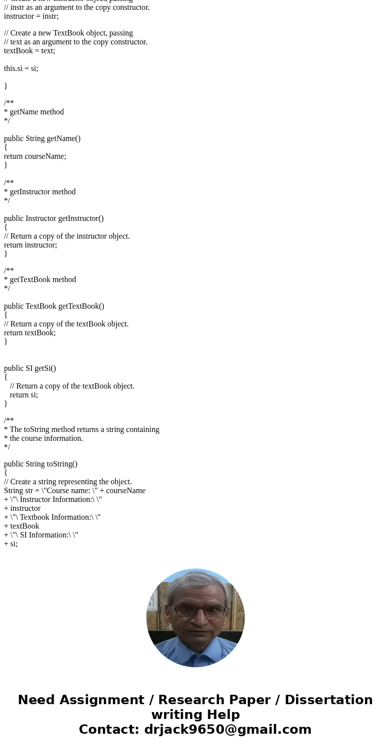 Complete the following steps to modify some of these classes so that it will also print out the information on the SI of the class too. Add SI class that has th Complete the following steps to modify some of these classes so that it will also print out the information on the SI of the class too. Add SI class that has th