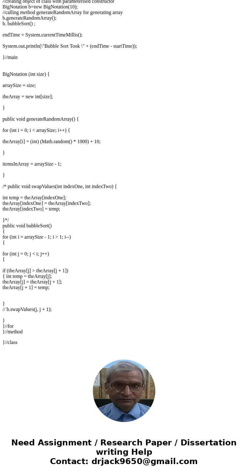 Dear Experts, Pls correct this program in order to get output. Thanks. package bignotation; import java.util.*; /** * * @author thana */ public class Bignotatio