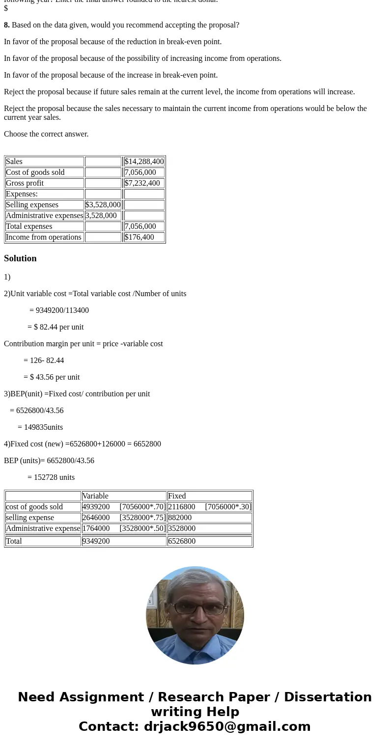 Determine the amount of sales (units) that would be necessary under Break-Even Sales Under Present and Proposed Conditions Darby Company, operating at full capa Determine the amount of sales (units) that would be necessary under Break-Even Sales Under Present and Proposed Conditions Darby Company, operating at full capa