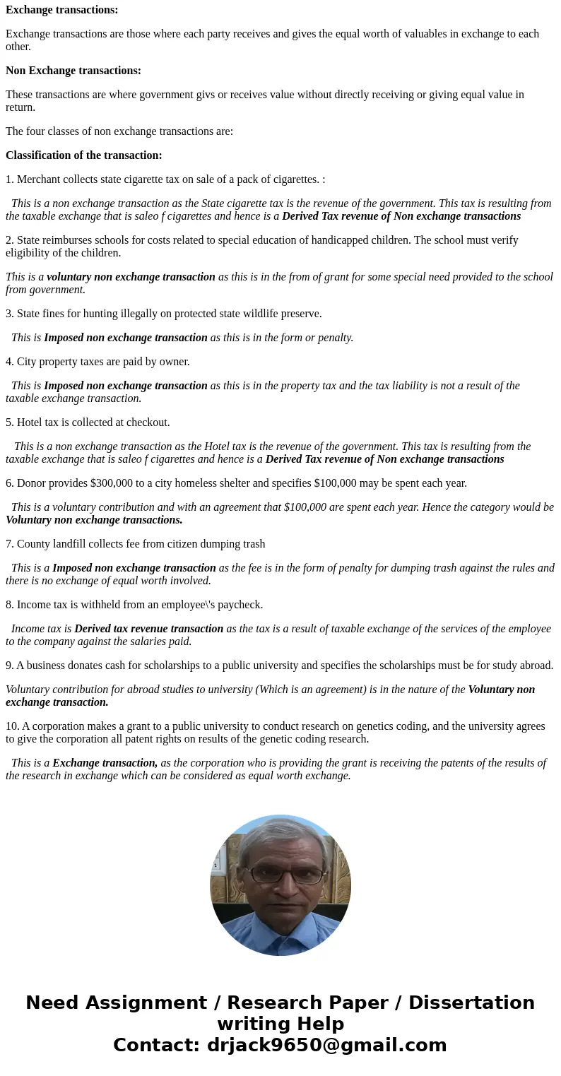 Exchange vs Nonexchange Transactions Classify each transaction below as exchange or nonexchange. If it is a nonexchange transaction, classify it in one of the f Exchange vs Nonexchange Transactions Classify each transaction below as exchange or nonexchange. If it is a nonexchange transaction, classify it in one of the f