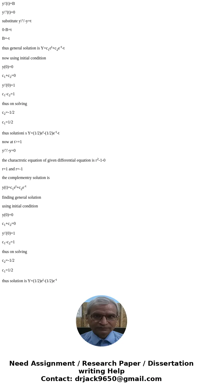 Find the solution y(t) of the following initial value problem, y\  Find the solution y(t) of the following initial value problem, y\