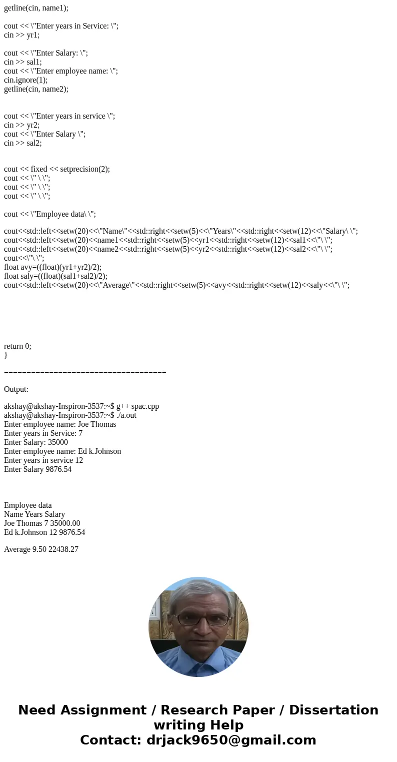 Hello, i need help with the spacing of my program. C++ This is my code and the spacing instructions are below. /* Ali Hijazi Monday Lab*/ #include #include #inc