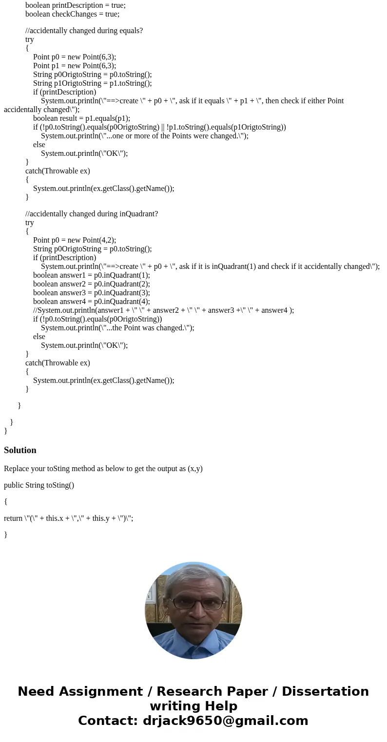 Hi, I finish the code, but the code is failing the tester and test case, the output is too short. here\'s my problem :Your problem is that your toString() metho Hi, I finish the code, but the code is failing the tester and test case, the output is too short. here\'s my problem :Your problem is that your toString() metho