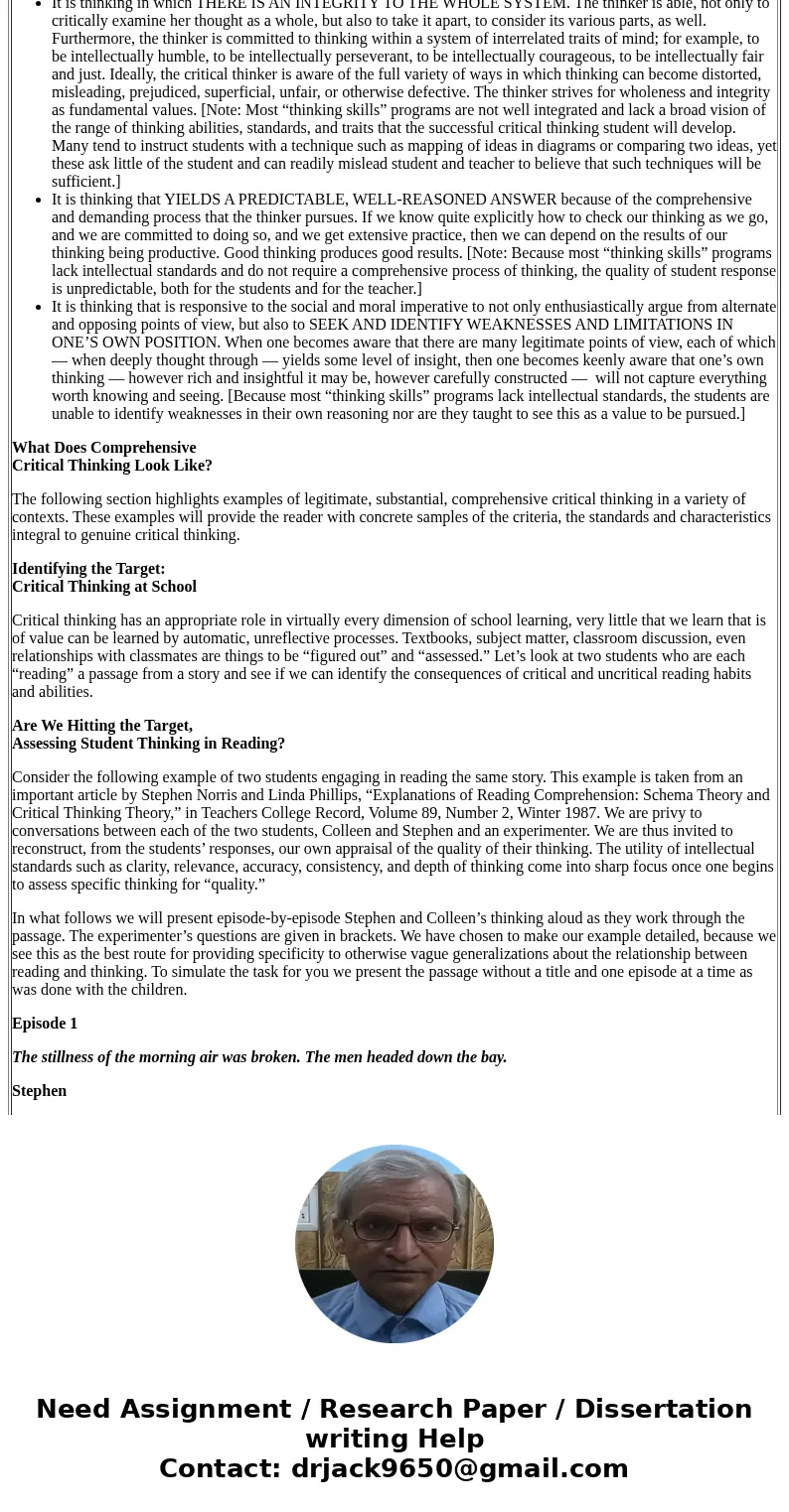 How did the mathematician you explored have, or ot have, persoal integrity?Solution Abstract The goal of this chapter is to set out clearly what critical thinki